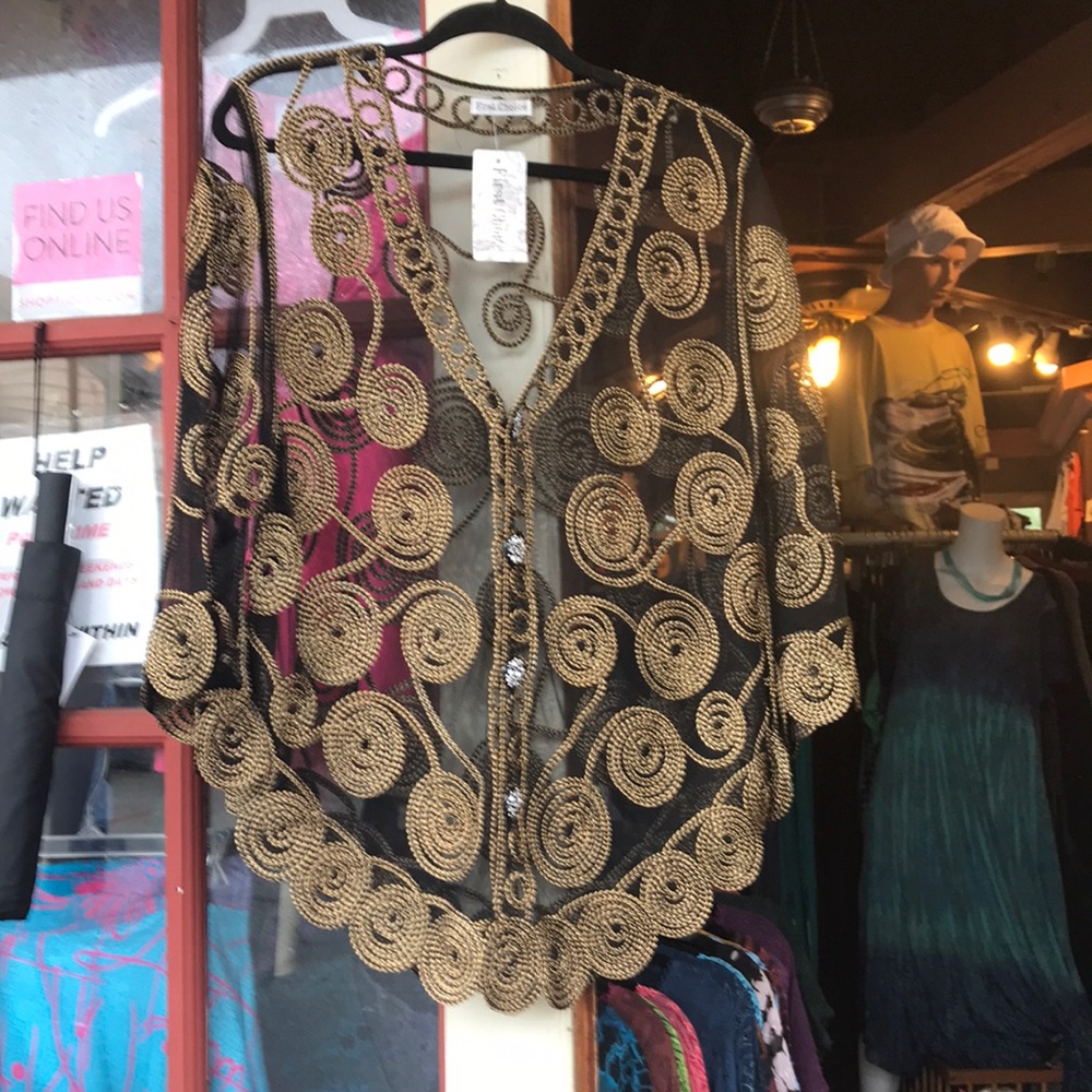 Black & gold lace bolero jacket